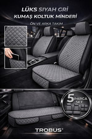 Skoda Octavia Sedan 2004–2020 Uyumlu Kumaş Koltuk Minderi Kapitone Desen Terletmez Yedili Gri