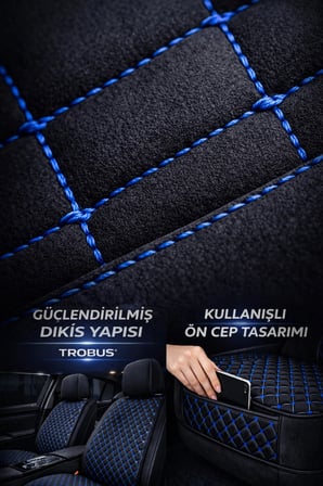 Nissan Juke 2011-2018 Uyumlu Kumaş Koltuk Minderi Kapitone Desen Terletmez Yedili Siyah Mavi
