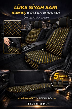 Nissan Juke 2010–2024 Uyumlu Kumaş Koltuk Minderi Kapitone Desen Terletmez Yedili Siyah Sarı