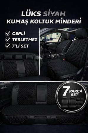 Nissan Juke 2010–2024 Uyumlu Kumaş Koltuk Minderi Kapitone Desen Terletmez Yedili Siyah