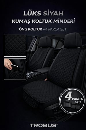 Skoda Octavia Sedan 2004–2020 Uyumlu Kumaş Koltuk Minderi Kapitone Desen Terletmez Yedili Siyah