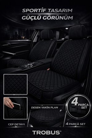 Volvo S40 (Ilk Nesil) 1995–2004 Uyumlu Kumaş Koltuk Minderi Kapitone Desen Terletmez Yedili Siyah