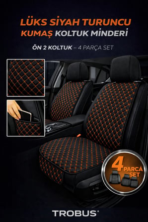 Renault Symbol 2008–2020 Uyumlu Kumaş Koltuk Minderi Kapitone Desen Terletmez Yedili Siyah Turuncu