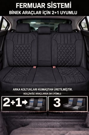 Citroen C4 X 2022 ve Sonrası Uyumlu Zerafet Serisi Siyah Gri 5'li Ortopedik Koltuk Minderi