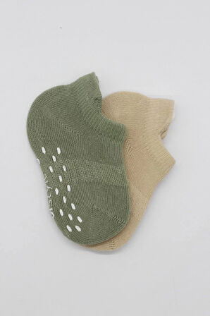 2'li Sneakers Kaymaz Colours Penye Çorap Bs20104 Nil Bej