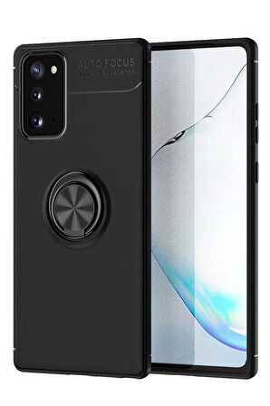 Samsung Uyumlu Galaxy Note 20 Kılıf Range Yüzüklü Silikon - Siyah