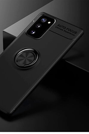 Samsung Uyumlu Galaxy Note 20 Kılıf Range Yüzüklü Silikon - Siyah