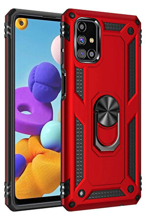 Samsung Uyumlu Galaxy M31S Kılıf Sofya Yüzüklü Silikon Kapak - Kırmızı