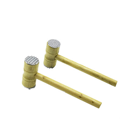 Metal Çift Başlı Ahşap Saplı Tokmak - Et Dövecek Tokmak= 4.3 X 10cm Saplı=25.5cm