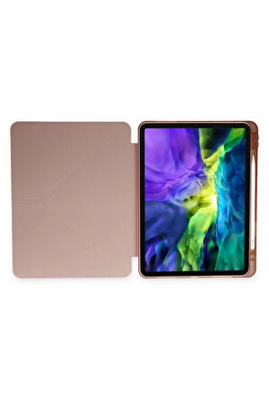 iPad Pro 11 (2024) Kılıf Kalemlikli Mars Tablet Kılıfı - Rose Gold