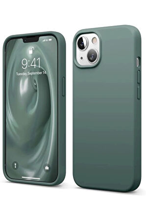 iPhone 14 Kılıf First Silikon - Koyu Yeşil