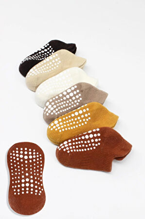 6'lı Sneakers Kaymaz Penye Çorap Bs20102 Toprak