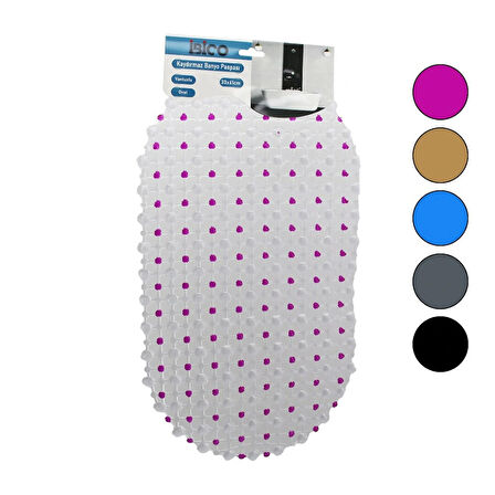 Oval - Eko Pvc +vantuz Desen - Şeffaf Renkli 122pcs Vantuz Kaydırmaz Banyo - Küvet Paspas 33x61cm