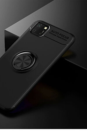 Huawei Y5P Kılıf Range Yüzüklü Silikon - Siyah
