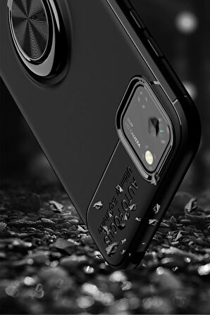 Huawei Y5P Kılıf Range Yüzüklü Silikon - Siyah