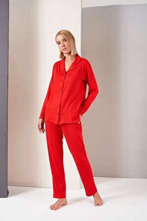 Pjs 26028 Bayan Önden Düğmeli Pijama Takımı