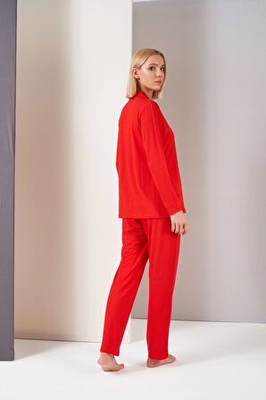Pjs 26028 Bayan Önden Düğmeli Pijama Takımı