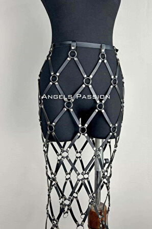 Harness Etek, Deri Örgü Harness Etek, Şık Tayt Üzeri Etek - Brf410