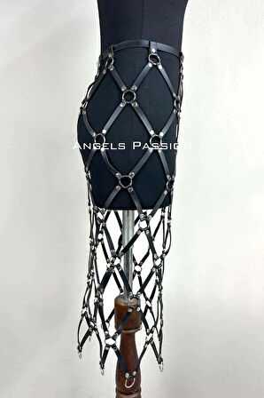 Harness Etek, Deri Örgü Harness Etek, Şık Tayt Üzeri Etek - Brf410