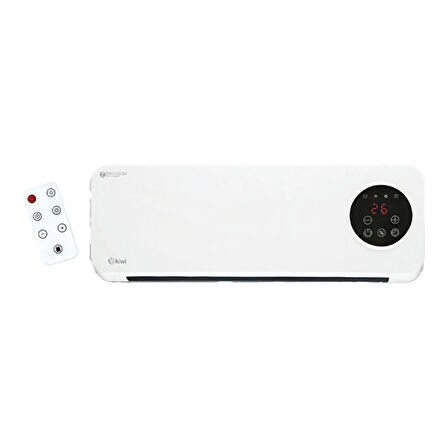 Kiwi Kht-8490 Klima Tipi Duvar Tipi Isıtıcı Fan Kumandalı - Dijital Dokunmatik Ekran 2 Kademe Isı Zaman Ayarlı 2000w