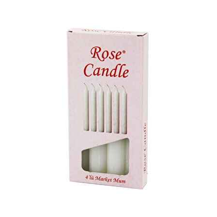 4pcs - Kalın   Çap=2cm - Uzunluk=15cm     Beyaz Klasik  Market Mum