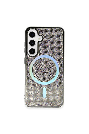 Samsung Uyumlu Galaxy S24 Kılıf Diamond Magsafe Kapak - Rainbow