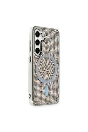 Samsung Uyumlu Galaxy S24 Kılıf Diamond Magsafe Kapak - Rainbow