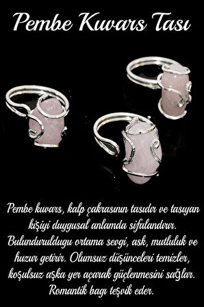 Sertifikalı Gümüş Rokoko Model Pembe Kuvars Taşı Yüzük - Ayarlamalı