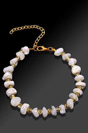 Sertifikalı Amorf İnce Model Beyaz Renkli Sedef Taşı Bileklik (Ayarlamalı)