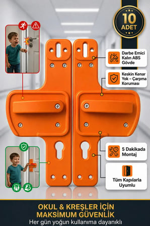 Bariyerli Kapı Kolu | Çocuk Güvenlikli |Okul, Kreş ve Eğitim Alanları İçin Güvenli Seçim 10 LU PAKET