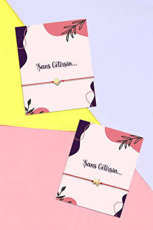 Şans Bilekliği & Beyaz Çiçekli Fular & Be Happy Çikolata Hediye Seti