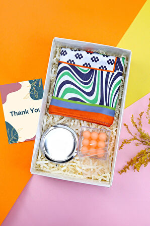 El Aynası & Özel Kutulu Bubble Mum & Fular Hediye Seti