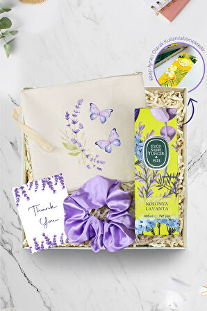 Lavanta Tasarım El Çantası & Eyüp Sabri Tuncer 400 ml Kolonya & Saten Toka Hediye Seti