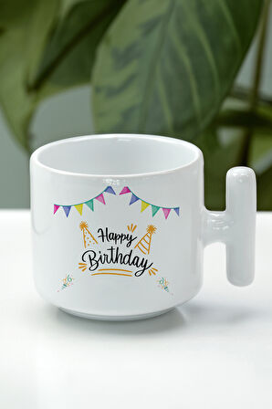 Bithday Tasarımlı T Kupa & Ayıcık Anahtarlık & Happy Birthday Mum Hediye Seti