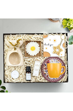 Türk Kahvesi Fincanı & Buhurdanlık & Buhurdanlık Esansı & Anahtarlık & Mum Hediye Seti