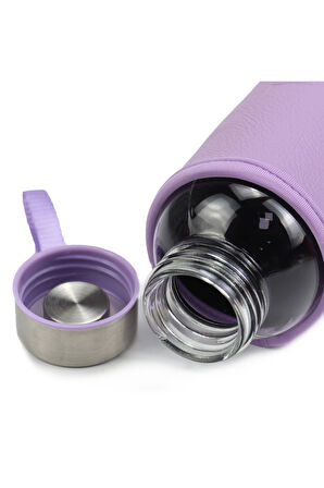 Beyaz Çiçekli Defter & Mor Tükenmez Kalem & Ahşap Not Tutucu & Pipetli Cam Matara Hediye Seti