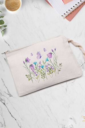 Çiçekli Bez El Çantası & Toka & Makrome Anahtarlık & Türk Kahvesi Fincanı & Beyaz Defter Hediye Seti