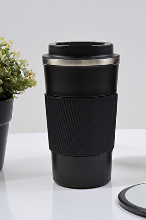 Siyah Defter &  500 ML Çelik Termos & Siyah Mat Tükenmez Kalem Hediye Seti