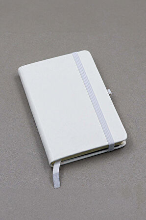 Beyaz Mini Not Defteri & Beyaz Çiçekli Fular & Lotus Çiçeği Mum & Kalp Kalem Hediye Seti