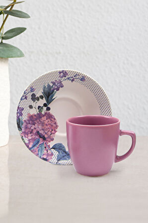 Beyaz Çiçekli Defter & Mor Tükenmez Kalem & Mor Kahve Fincan & Canlı Sukulent & El Kremi Hediye Seti