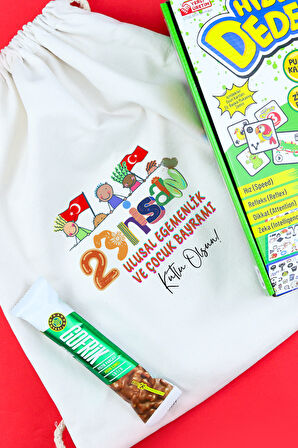 23 Nisan Baskılı Bez Çanta & Gofrik & Hızlı Dedektif Oyunu Hediye Seti