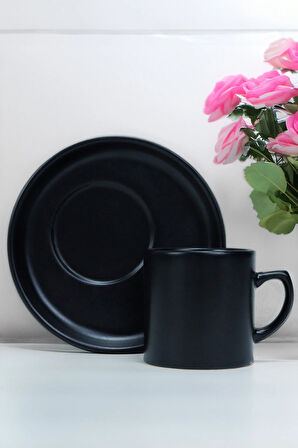 Siyah Seramik Fincan & Canlı Çiçek & Türk Kahvesi & Godiva Napoliten Çikolata Hediye Seti