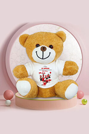 23 Nisan Tasarımlı Peluş Ayıcık & Ülker Napoliten Sütlü Çikolata & Türk Bayrağı 23 Nisan Hediye Seti