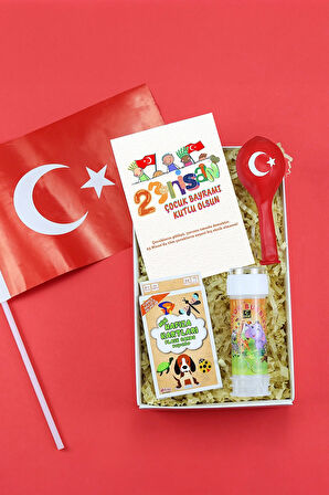 Türk Bayrağı & Türk Bayraklı Balon & Köpük Baloncuk & Mini Hafıza Kartları Hediye Seti