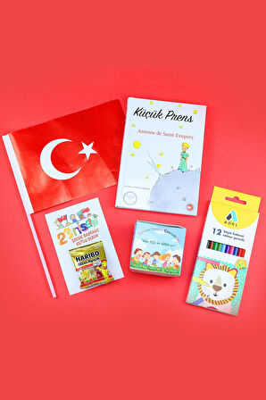 Boya Kalemi & Çocuk Dikim Kiti & Mini Haribo & Türk Bayrağı & Küçük Prens Kitabı Hediye Seti