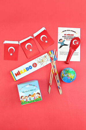 Asma Türk Bayrağı & Balon & Dünya Baskılı Stres Topu & Çocuk Dikim Kiti & Mikado Seti