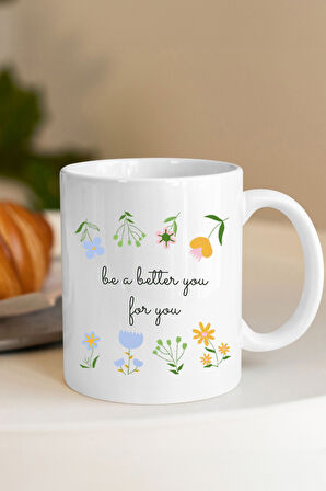 Çiçekli Mouse Pad & Kupa & Yeşil Mini Çerçeve & Yeşil Tükenmez Kalem & Beyaz Not Defteri Hediye Seti