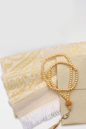 Kadife Kaplı Yasin-i Şerif-Seccade & Tesbih & Gri Porselen Kahve Fincanı & Rebul Kolonya Hediye Seti