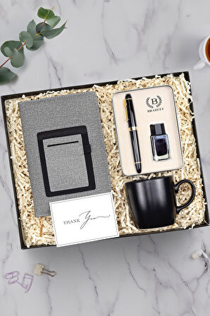 Bradley Dolma Kalem & Telefon Cepli Defter & Siyah Kupa Hediye Seti