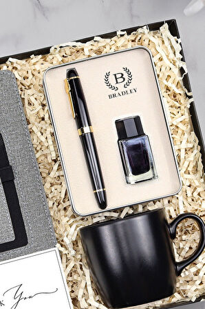 Bradley Dolma Kalem & Telefon Cepli Defter & Siyah Kupa Hediye Seti